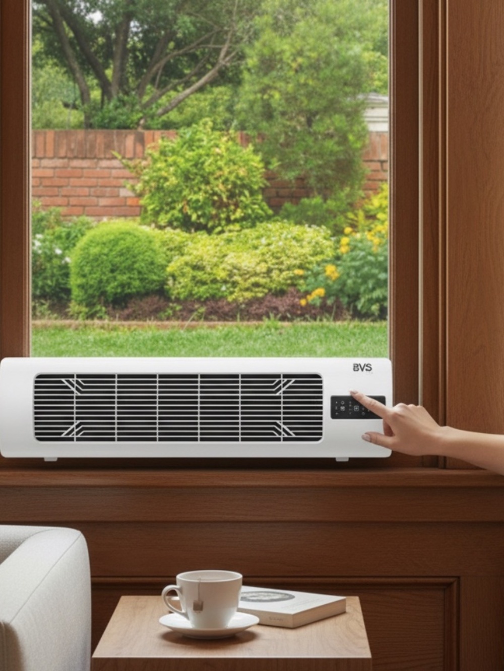 EVO Low Profile Oscillating Window Fan Air Circulator 4-Speed w/ Remote - White